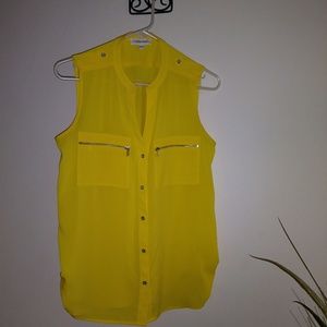 CALVIN KLEIN Lemon yellow Silky Tank Blouse S
